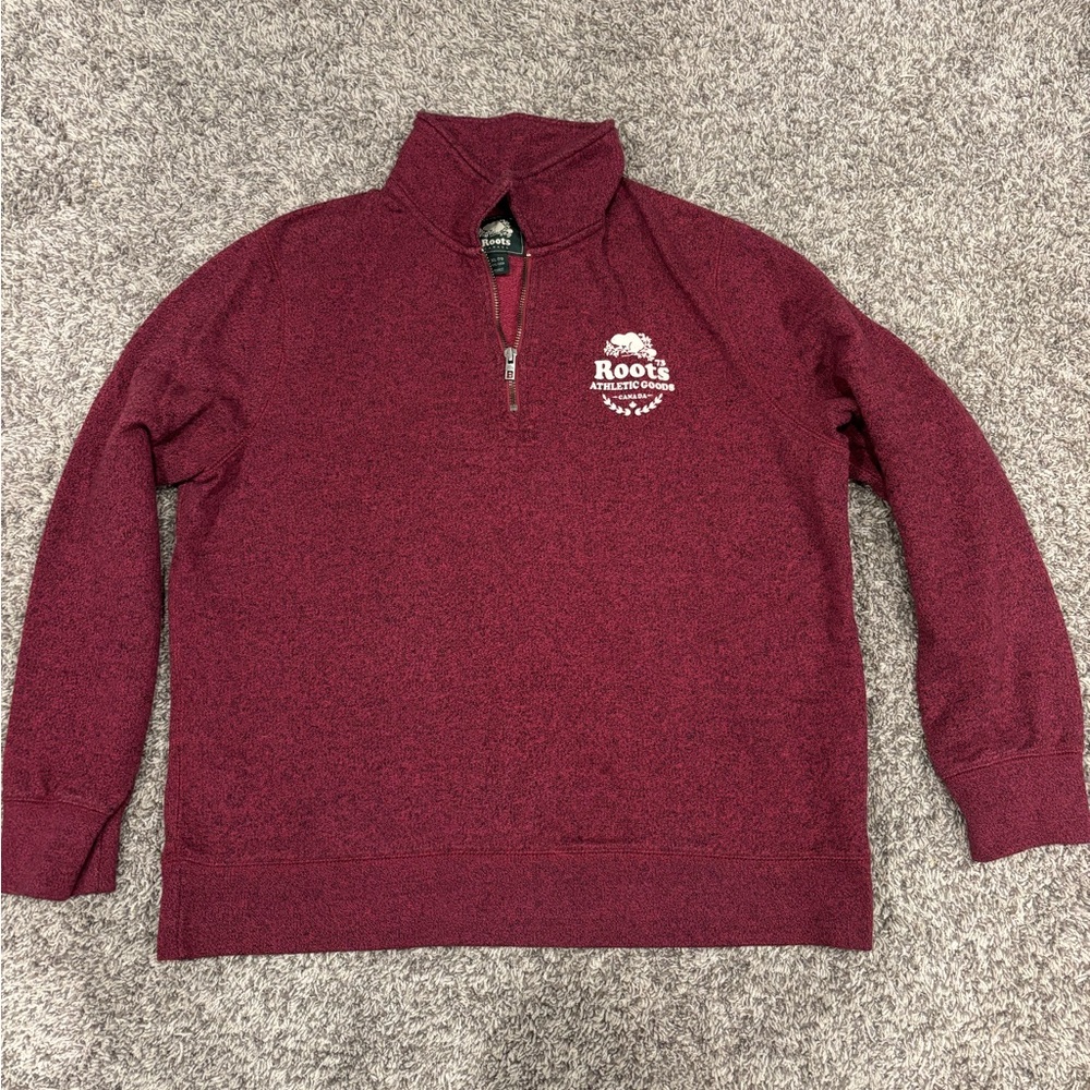 Roots pink Maroon quarter Zip-Up Sweater